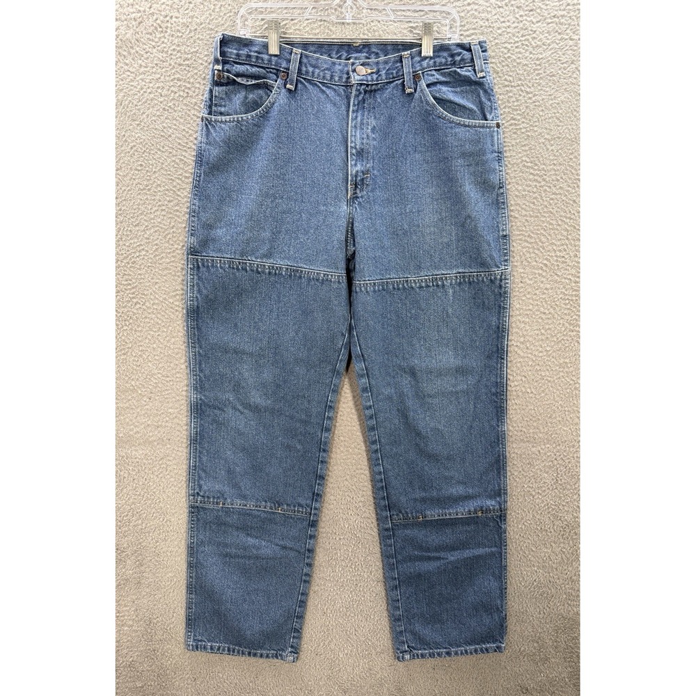 Dickies Jeans Mens 33x34 Blue Denim Utility Double Knee Workwear Grunge Skater